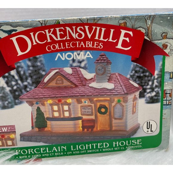 Dickensville Other - Vtg 1991 Dickensville Collectables Porcelain Lighted House Weston Station xmas